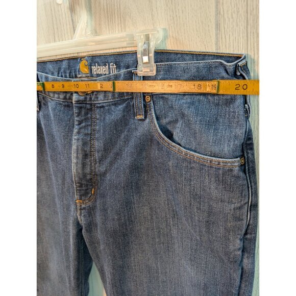 Carhartt Men's 40x32 Relaxed Fit Fleece Lined Denim Blue Jeans Medium Wash - Picture 7 of 10